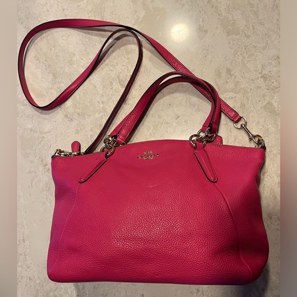 Coach EUC Hot Pink Pebbled Leather satchel with Gold Hardware - Picture 1 of 7